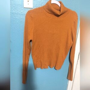 Raya Women's Ribbed Turtleneck Sweater - Orange